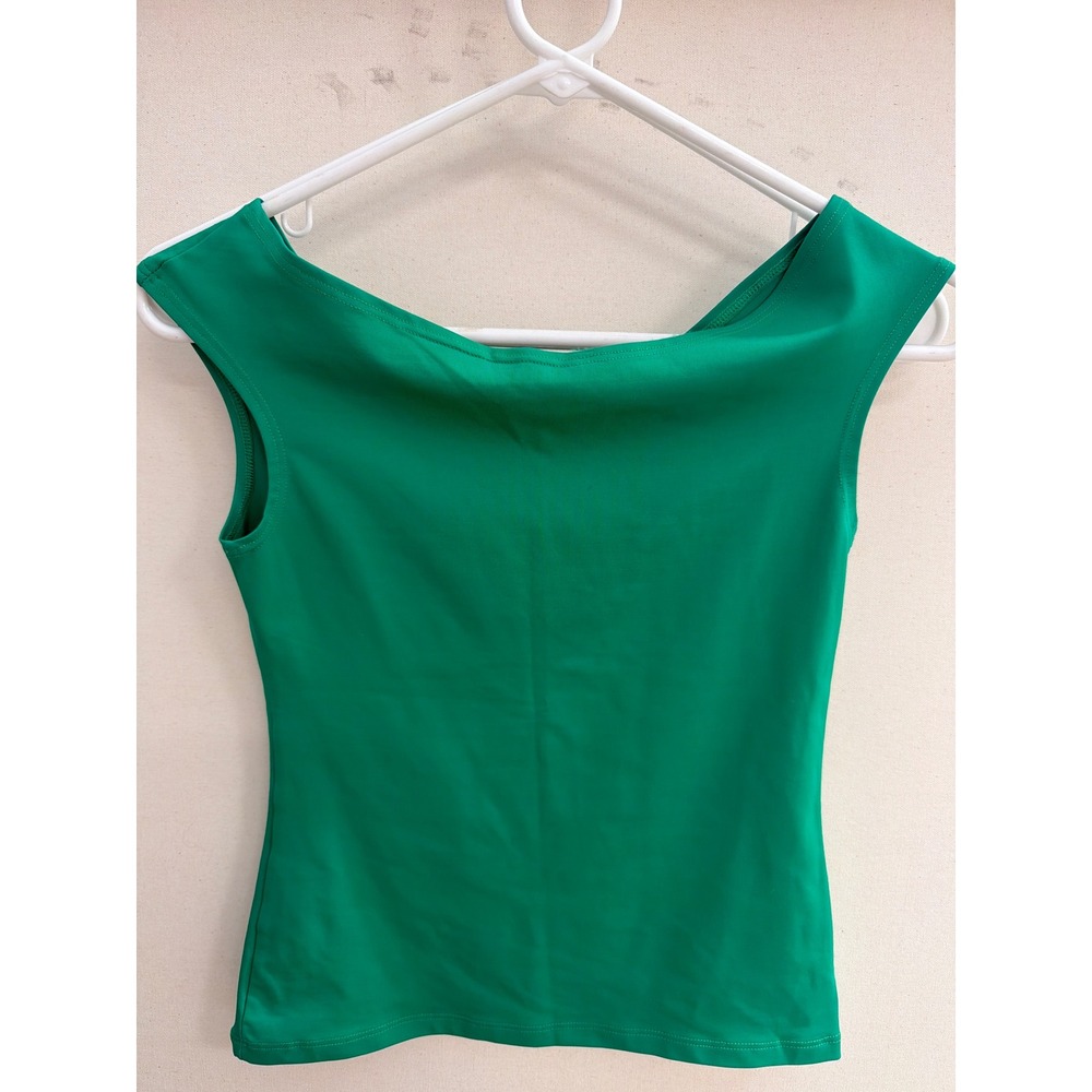 Miroa Womens Emerald Green Boat Neck Sleeveless Top Blouse Size M Stretch Tank